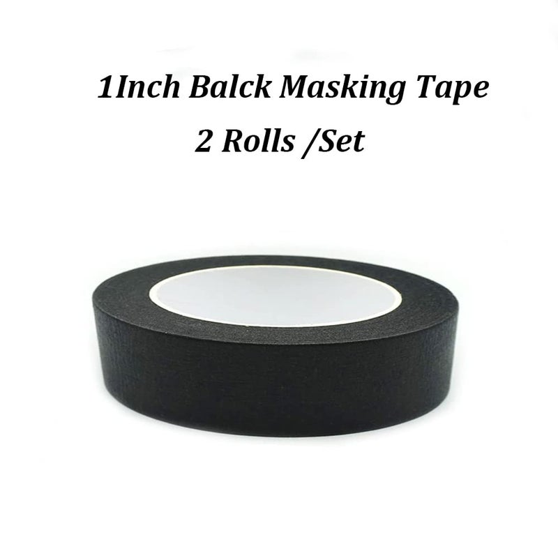 Zellykool Black Masking Tape, 1 Inch x 55 Yards, 2 Rolls, Painters Tape for Painting, Home, Office, School Stationery, Arts, Crafts, Decoration - Image 2